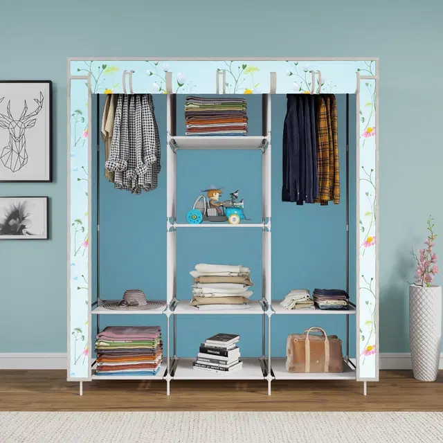 Plastic Printed Collapsible Wardrobe, Multicolor