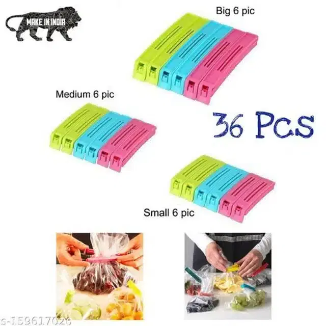 Food Sealing Clips, Multicolor, Pack of 36