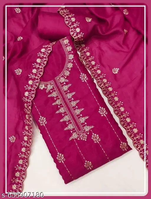 Vichitra Silk Punjabi/All Over Suits (Pink, 6.05 meter for Women (M)