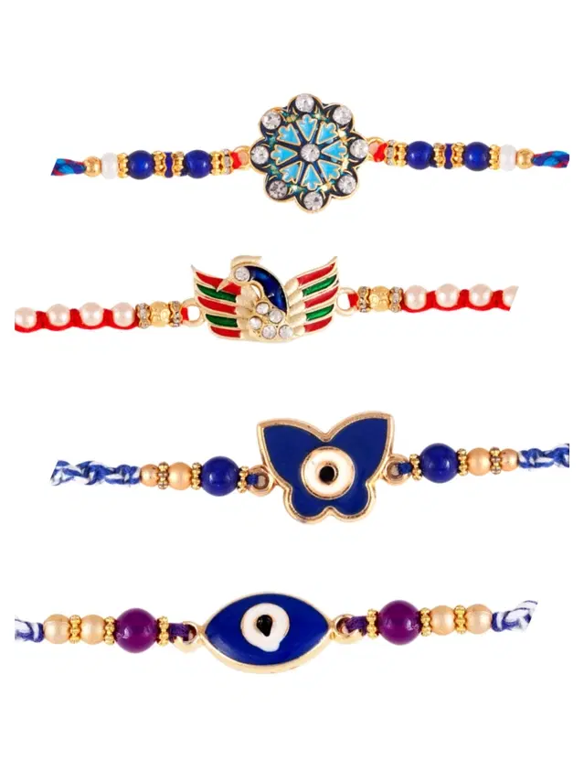 Designer Rakhi for Rakshabandhan, Multicolor, Pack of 4