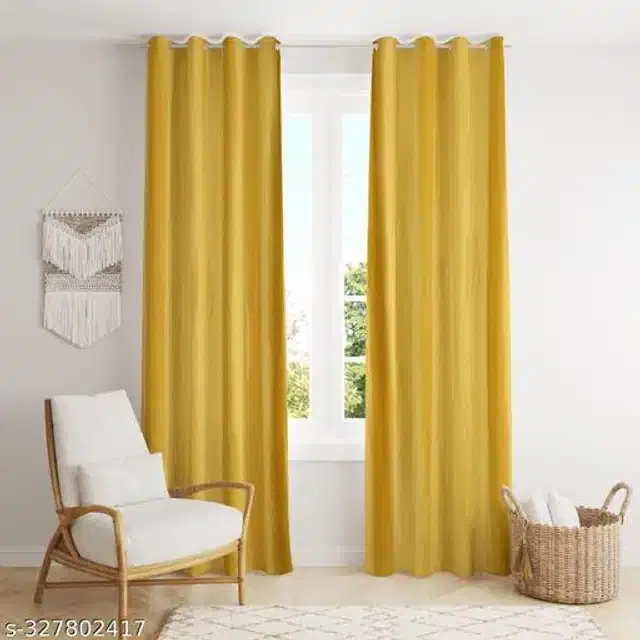 Polyester Curtain for Window, Yellow, 5 Feet