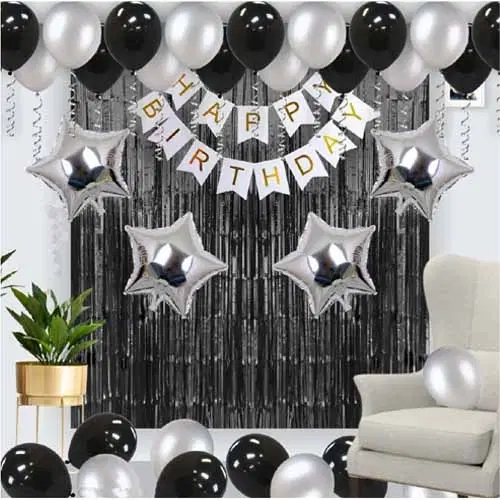 Happy Birthday Balloon Decoration Kit, Black, Set of 1