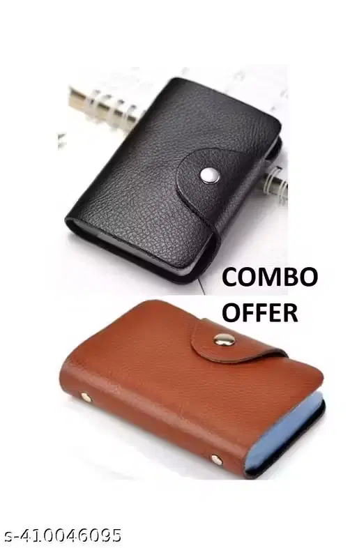 PU Wallet & Card Holder for Men ,Black & Brown, Pack of 2