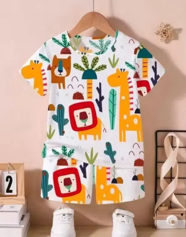 Printed Cotton Clothing Set for Kids ,Multicolor (12-18 Months)