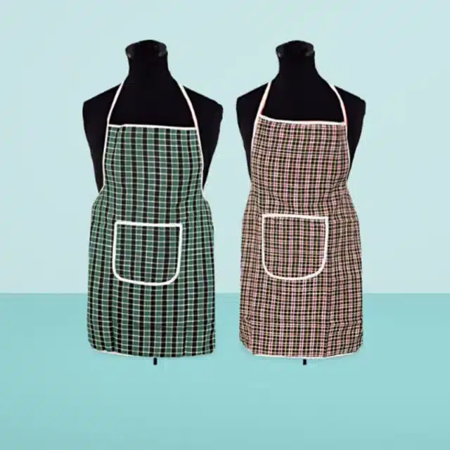Cotton Kitchen Aprons, Multicolor, Pack of 2