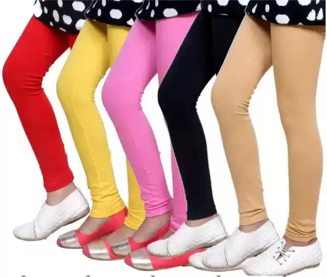 Soft & Comfortable Leggings for Girls, Pack of 5 (Multicolor, 2-3 Years)