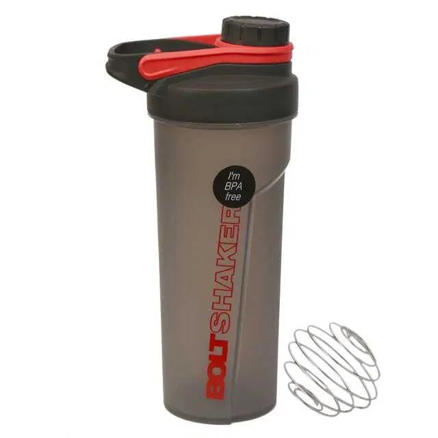 Plastic Shaker Bottle With Wire Blending Ball, Grey & Red, 700 ml, J-148