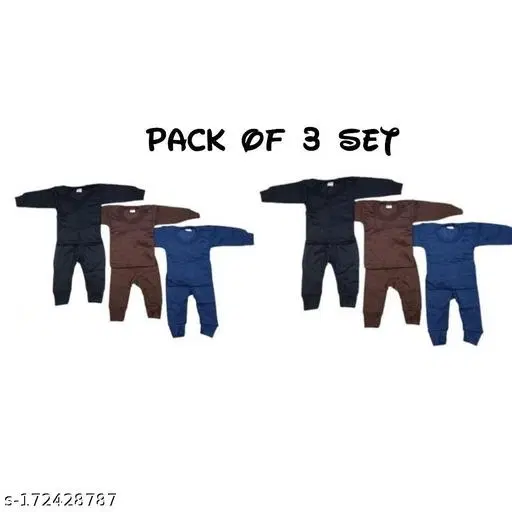 Woolen Thermal Set for Kids, Set of 3 (Multicolor, 12-18 Months)
