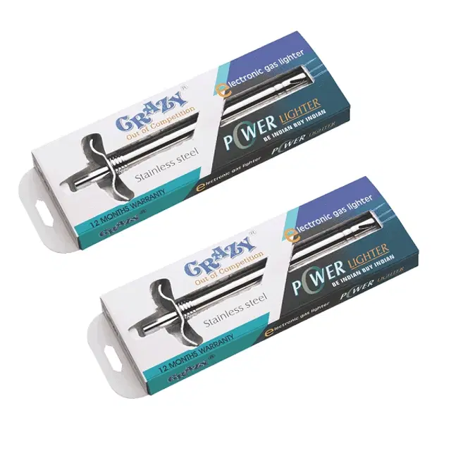 Stainless Steel Gas Stove Lighter, Silver, Pack of 2