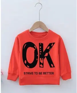 Round Neck Printed Sweatshirt for Girls (Red, 0-3 Months)