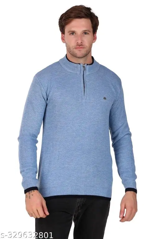 Full Sleeves Sweater for Men (Blue, L)