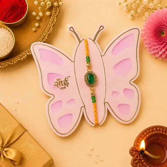 Butterfly Card Designer Rakhi Pink