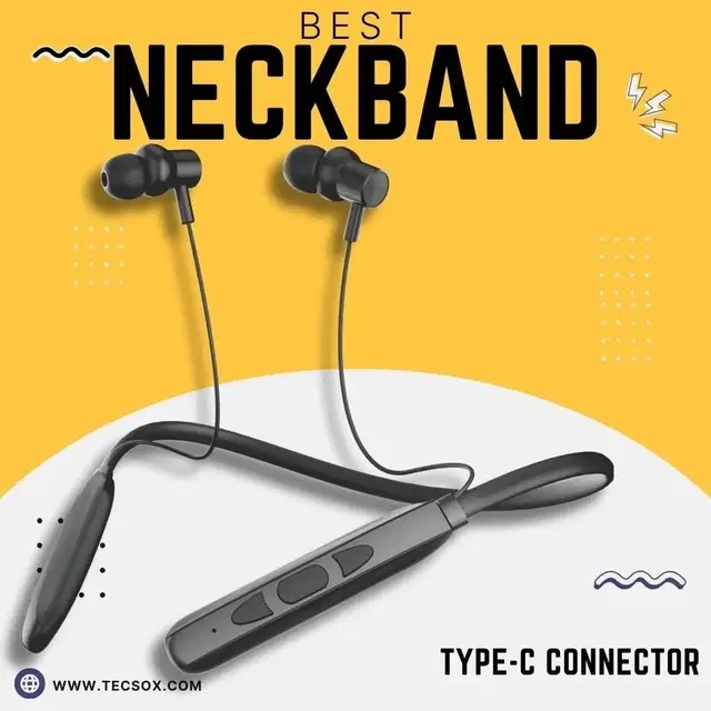 Tecsox Jazz 251 Wireless neckband design Bluetooth Neckband-Black