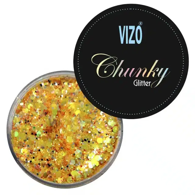 Vizo Chunky Eye Makeup Glitter Powder, Yellow