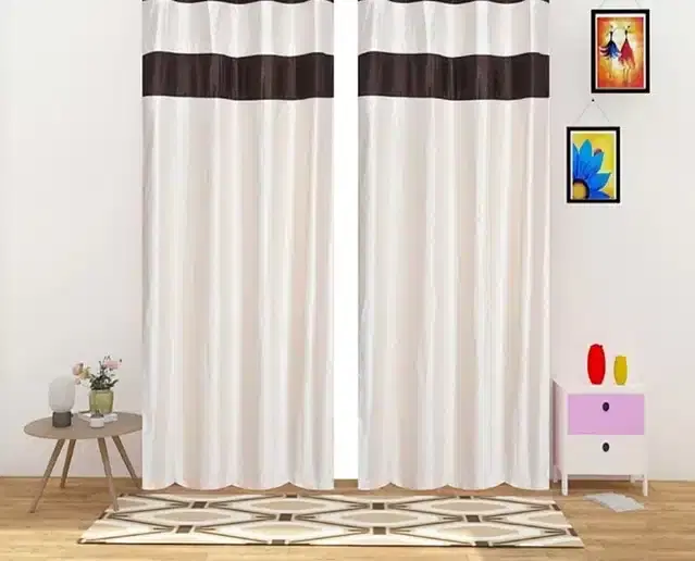 Emboss Door & Window Curtains, Pack of 2, Cream, 5 feet