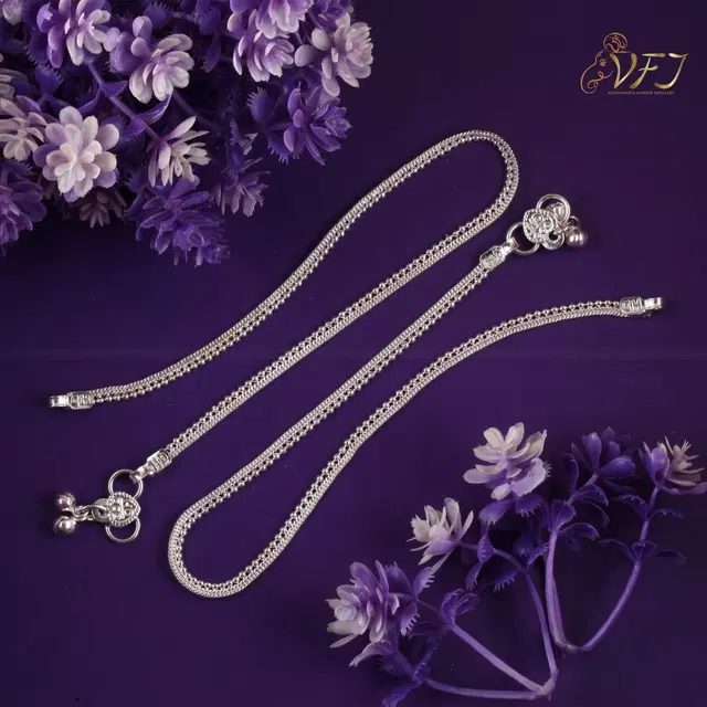 Brass Silver Plated Anklet for Women, Set of 1 (Silver)
