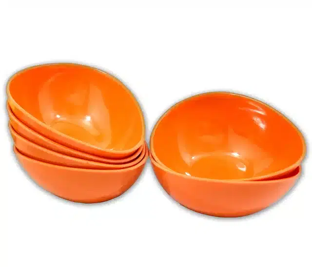 Melamine Snacks & Dessert Bowl Set, Orange, Pack of 6