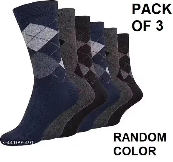 Colorblocked Cotton Blend Socks for Mens ,Multicolor, Set of 3