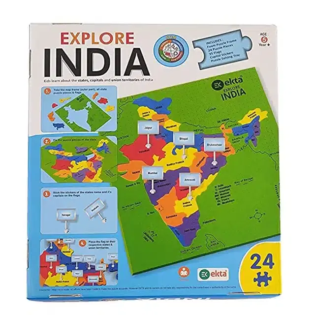 Explore India Puzzle Game, Set of 1, Multicolor