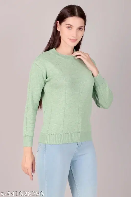 Acrylic Sweater for Women (Green, M)