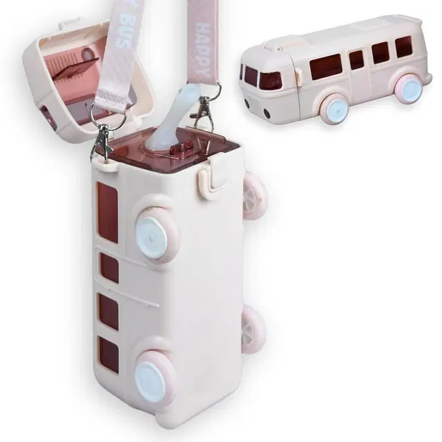 Plastic Bus Shape Sipper Bottle for Kids, Multicolor (1000 ml)
