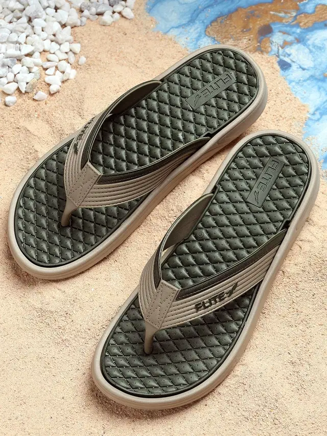 FLITE Casual Slippers for Men (Olive, 7 UK/India)