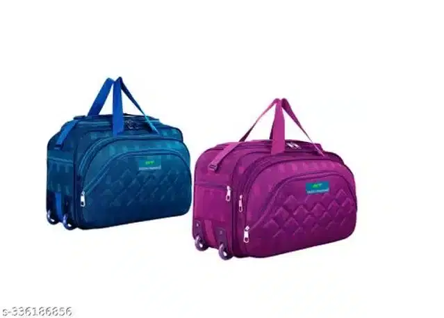 Nylon Duffel Bag, Teal & Purple, 55 L