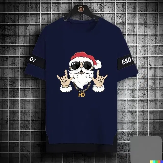 Round Neck Printed T-Shirt for Men (Blue, XL)