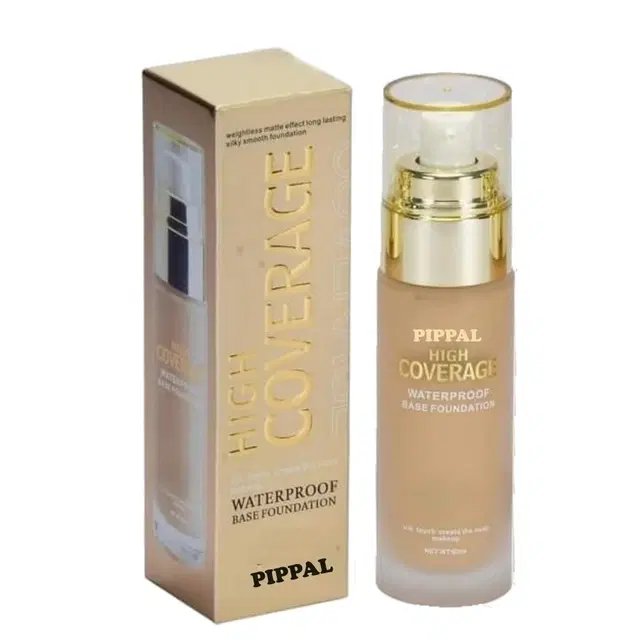 Pippal High Coverrage Waterproof Base Foundation, 60 ml
