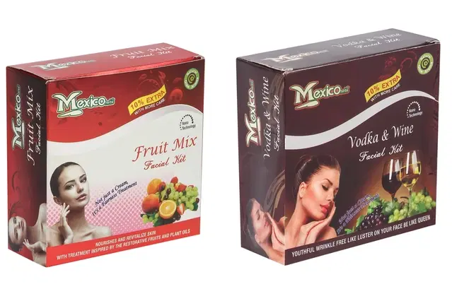 Maxico Herbs Fruit Mix with Vodka & Wine Facial Kits, Pack of 2