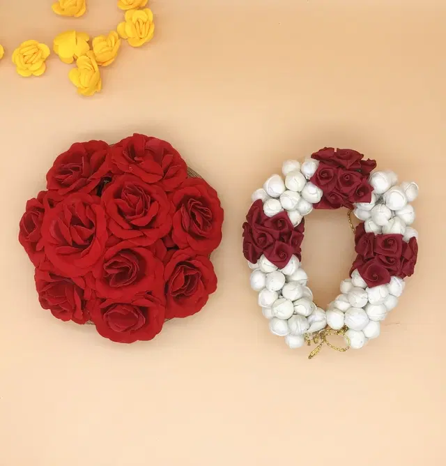 Artificial Flower Reusable Handcrafted Gajra for Women, Pack of 2 (Multicolor)