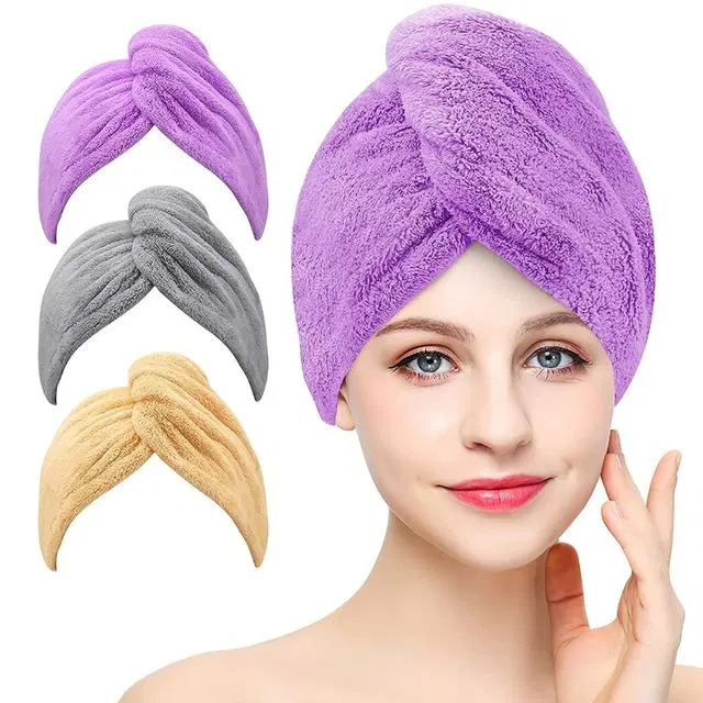 MORADO Quick Turban Hair Drying Absorbent Microfiber Towel/Magic Hair Wrap for Women, Pack of 1, Purple