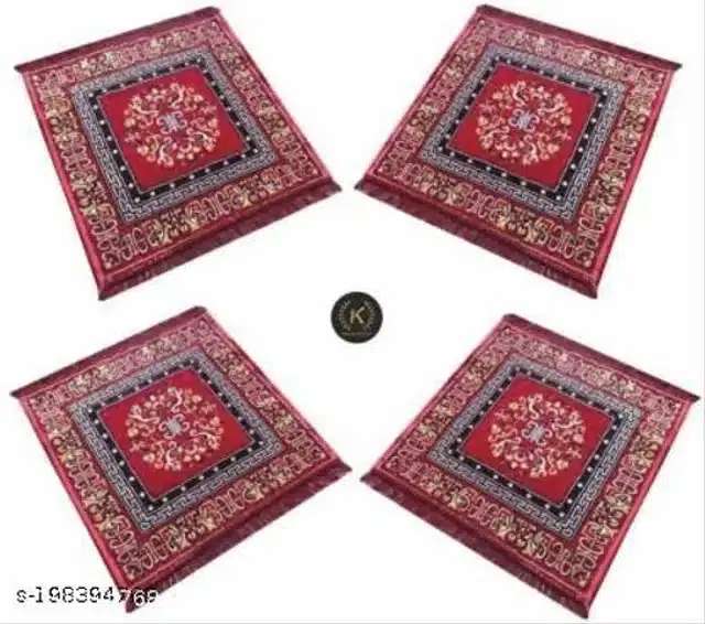 Velvet Pooja Mats for Home, Multicolor, Pack of 4