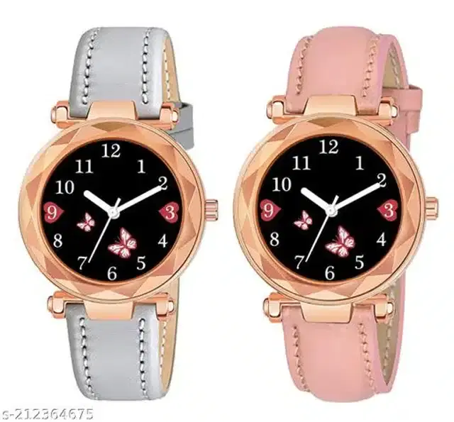 Analog Watch for Women, Pack of 2 (Multicolor)