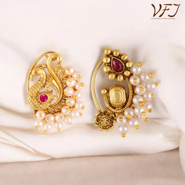 Alloy Nath Nosepins for Women, Pack of 2 (Multicolor)