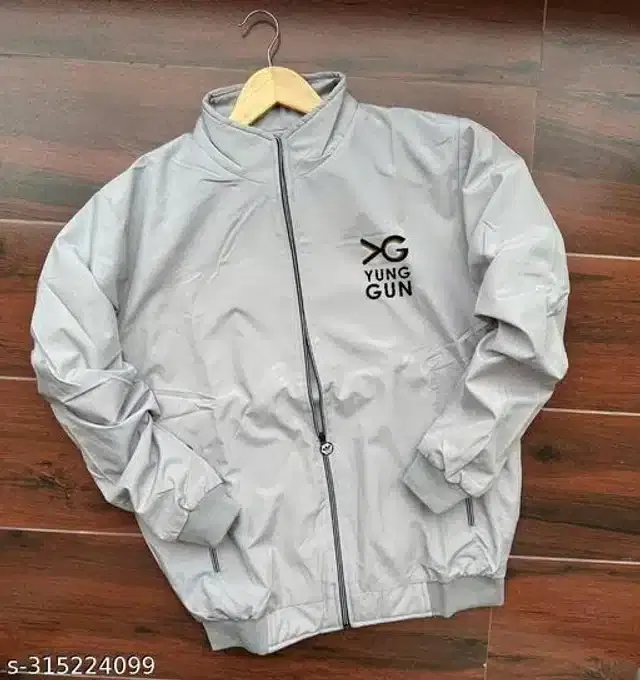 Polyester Jacket for Men (Grey, XXL)