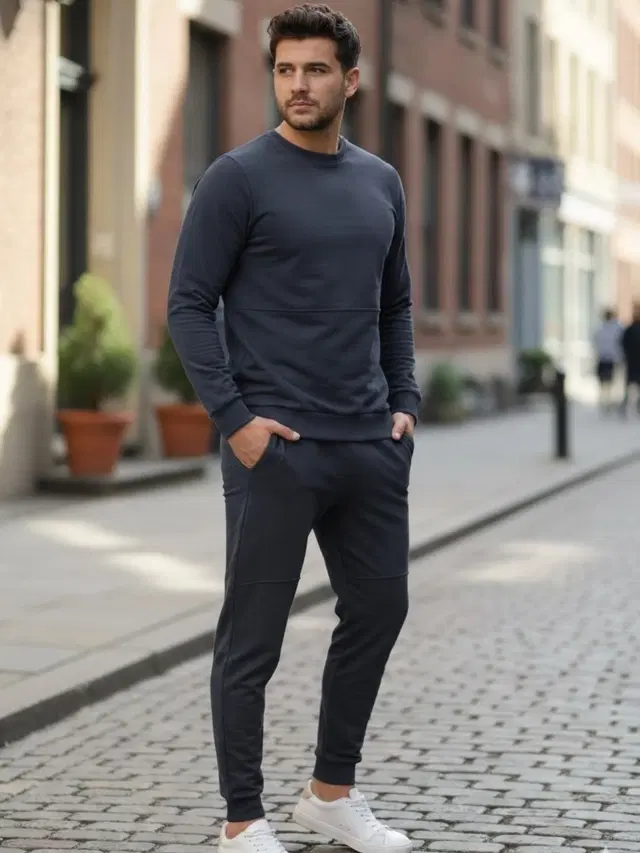 Cotton Tracksuit For Men, Navy Blue (M)