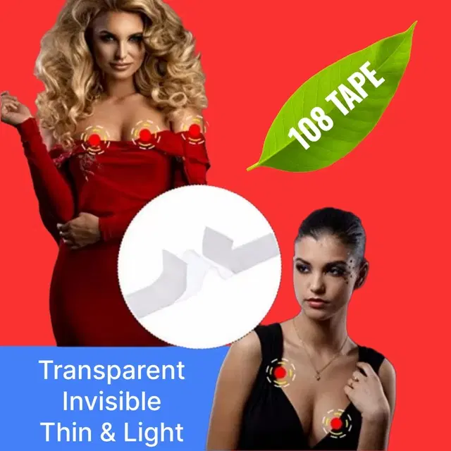 Acrylic Film Clothing 108 Double Sided Tape Strips, Transparent, Set of 1