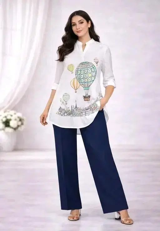 Stylish Printed Kurta Palazzo Set for Women (Multicolor, S)