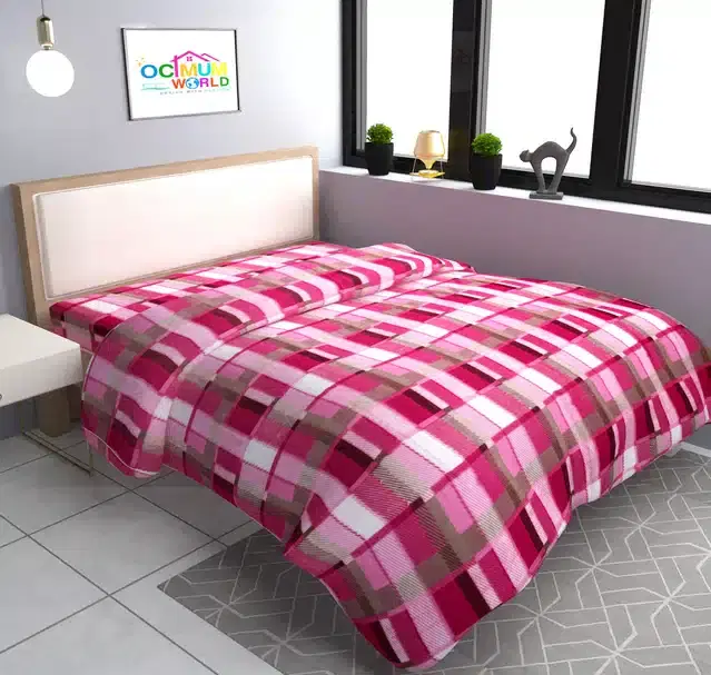 Woolen Single Bed Printed Duvet Cover, Pink, 70x90 Inches
