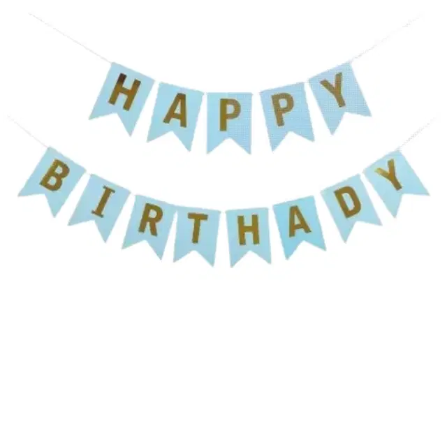 Bzore Happy Birthday Decoration Banner, Sky Blue