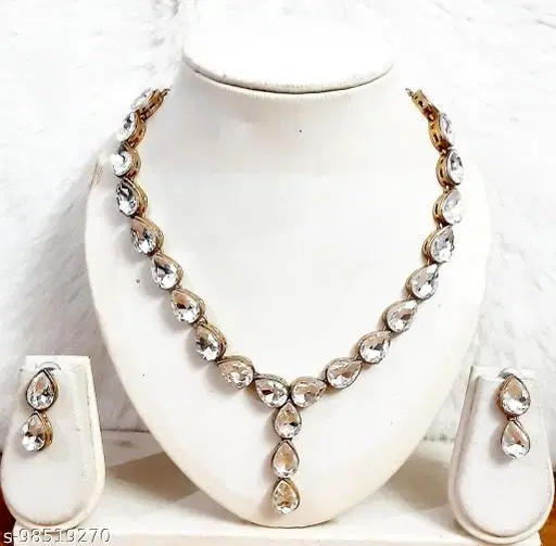 Alloy Jewellery Set for Women & Girls, White