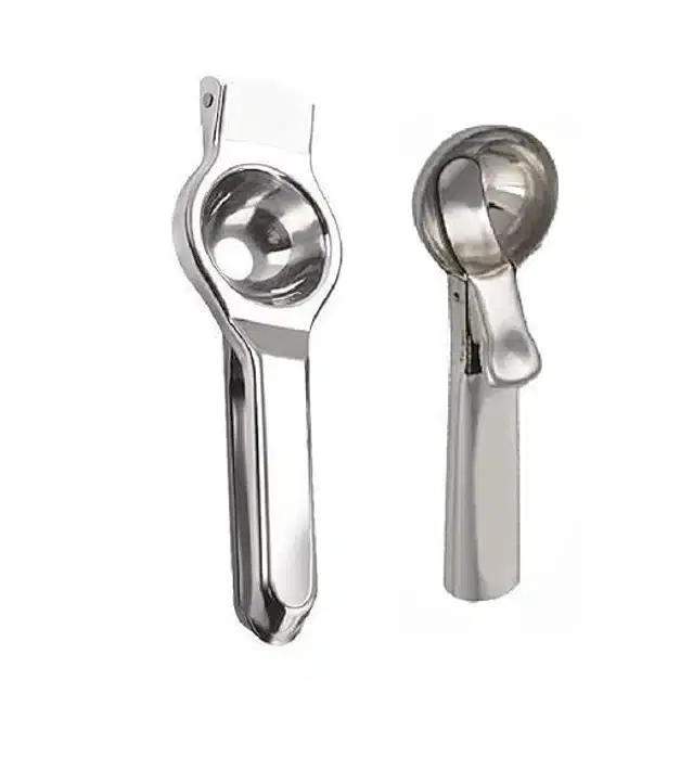 Stainless Steel Ice Cream Scooper with Lemon Squeezer, Silver, Set of 2