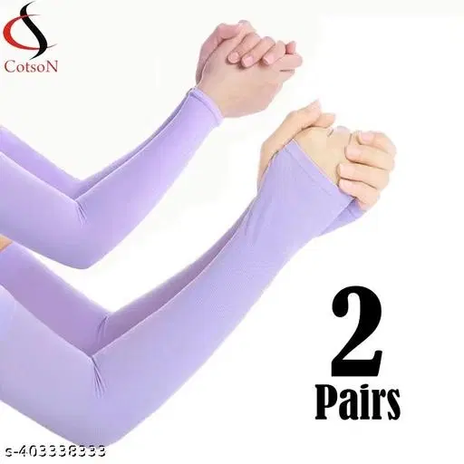 Nylon Arm Sleeves for Men & Women, Set of 2 (Purple)