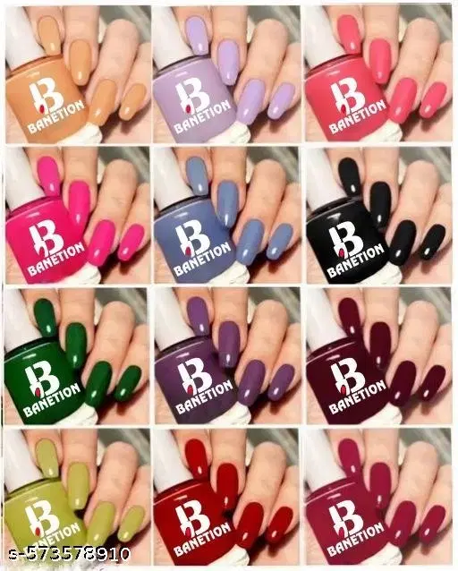 Banetion Matte Nail Polish, Multicolor, Pack of 12