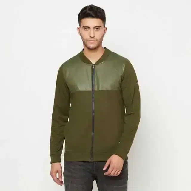Glito Solid Stylish Sweatshirt With Side Pocket For Men (Olive, S)
