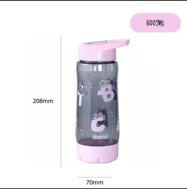 Plastic Water Bottle For Kids ,Multicolour ,(600ML) , Pack Of 2