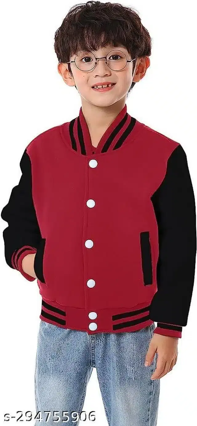 Full Sleeves Jacket for Boys (Maroon & Black, 6-7 Years)