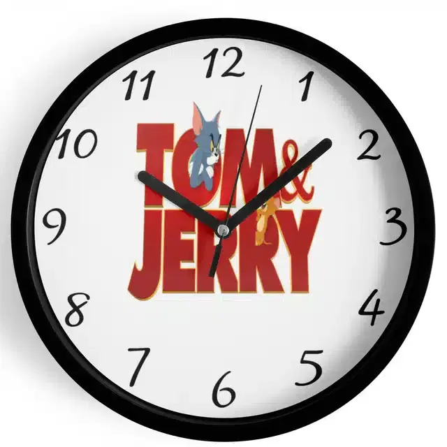 Analog Tom & Jerry Wall Clock for Home, Black, 7 Inches
