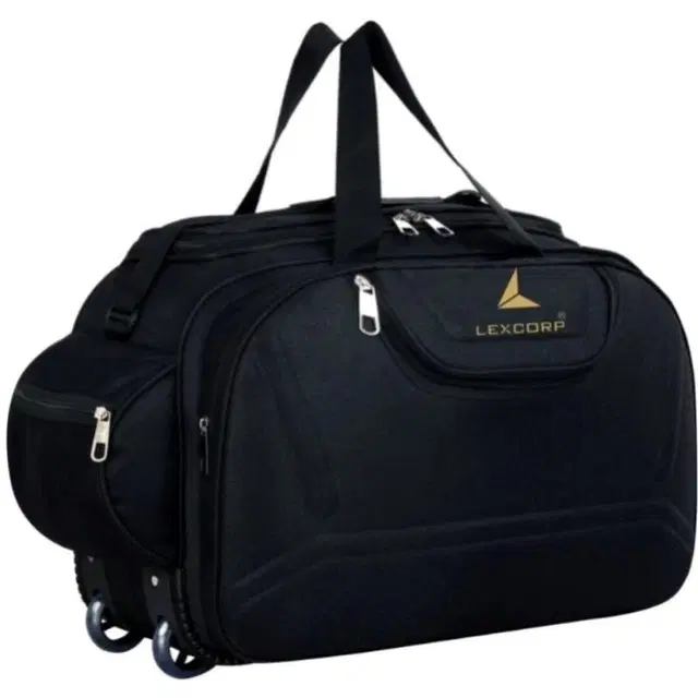 Polyester Solid Duffel Bag with Wheels, Black [60 L]